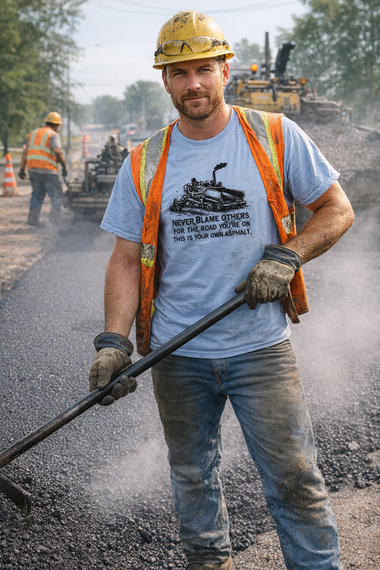 Never Blame Others – Asphalt Paving Graphic Tee